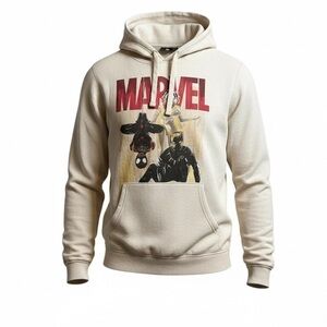 NWT Marvel Unisex Cream Color Graphic Hoodie - Size Medium